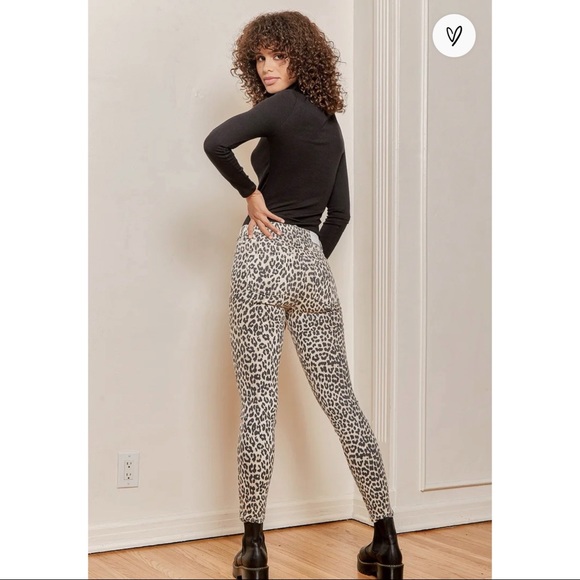 Pistola Aline Cream Cheetah Print High-Rise Skinny Jeans | Size 28 - Picture 4 of 16